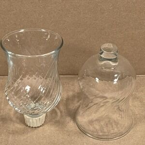 Home Interiors Clear Glass Swirl Candle Holders Votive Cup Elegant Decor Set 2